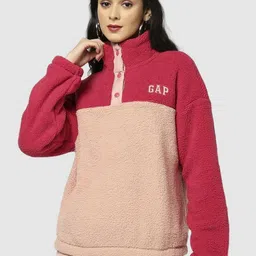 GAP Women Colourblocked Button Front Sweatshirt-image-79