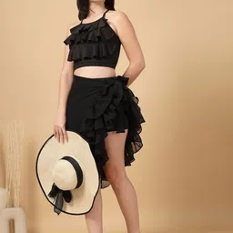 CUKOO Ruffled Swimwear Cover up Sarong Bottom image 2