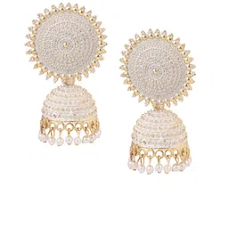 VIKESA Gold-Plated Artificial Beaded Dome Shaped Jhumkas image 5