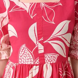 TRUVON FASHIONS Floral Print Puff Sleeve A-Line Midi Dress image 4