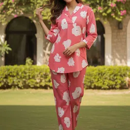 Zeyo Printed V-Neck Pure Cotton Tunic & Trouser-picture-29