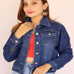 Prijam Women Lightweight Denim Jacket with Patchwork-picture-36