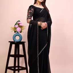 K 5 Fashion Embroidered Pure Chiffon Saree-image-48