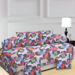 Myntra Elegant Homes Grey & Blue 8-Pcs Cartoon Characters Printed Diwan Set-picture-24
