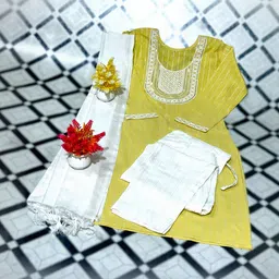 Auzanoor Collection Thread Work Pure Cotton Straight Kurta With Trousers & Dupatta-picture-36