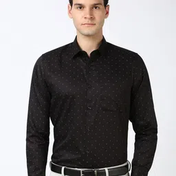 Peter England Men Spread Collar Geometric Printed Cotton Slim Fit Formal Shirt-picture-27