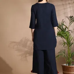 aayusika V-Neck Tunic & Palazzos Cotton Flax Co-Ords image 3