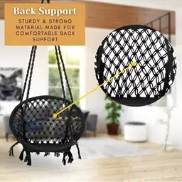 Swingzy Black Textured Pure Cotton Hammock Swing image 3