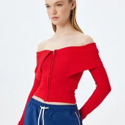 Koton Women Henley Neck Pockets Slim Fit T-shirt-picture-24