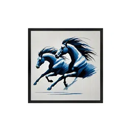 999Store Grey & Blue Galloping Horses Canvas Wall Art image 2