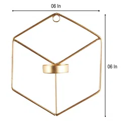 Amaya Decors Set Of 2 Gold-Toned Solid Hexagon Wall Tealight Holder image 2