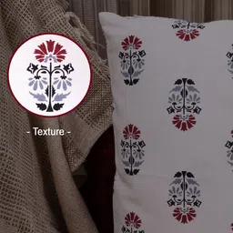 HOMEMONDE White & Blue Set of 2 Floral Square Cushion Covers image 3