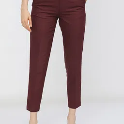 Tokyo Talkies Women Slim Fit Trousers TTP0001495-BURGANDY-image-26