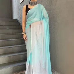 Rangtulika Ethnics Colourblocked Poly Georgette Ready to Wear Saree-picture-34