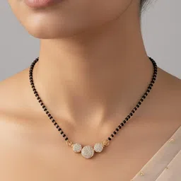 Opal Touch Gold-Plated Artificial Stones Studded And Beaded Mangalsutra image 2