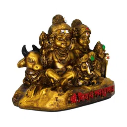 Adhvik Gold-Toned Shiv Pariwar Idol Religious Figurine Showpiece image 5