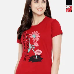 Dreambe Women Pack of 3 Graphic Printed Round Neck Cotton T-shirts-picture-17