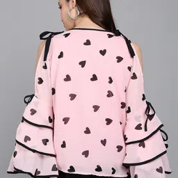 RC NEOEN Print Cold-Shoulder Ruffles Cotton Top image 3