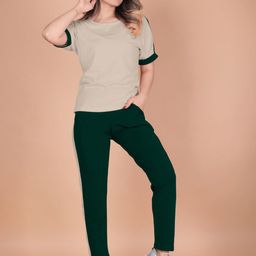 DTR FASHION Colorblocked Round Neck T-Shirt & Trousers Co-Ords-picture-33