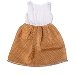 Sangria Baby Girl Gold Lehenga and Peacock Green Blouse Set image 5