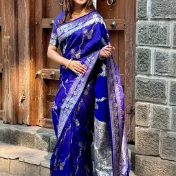 ELITE WEAVES Floral Woven Design Zari Banarasi Saree-picture-23