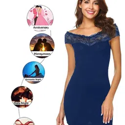 samvar Women Purple,Black Net Lace Baby Doll Hot Nighties Honeymoon Dress Newly Married Couples image 2