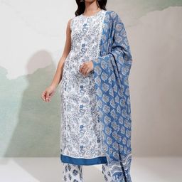 Vishudh Women Floral Printed Regular Pure Cotton Kurta with Trousers & With Dupatta-picture-44
