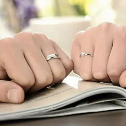 Teeragaj Set Of 2 Heart Matching Wrap and Stone Studded Adjustable Finger Rings-image-6