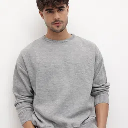 The Roadster Life Co. Geometric Self Design Round Neck Pullover-picture-14