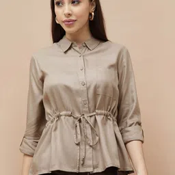 Fame Forever by Lifestyle Shirt Collar Roll-Up Sleeves Slim Top-picture-20