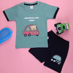 V-Mart Boys Printed Round Neck T-shirt with Shorts-picture-54