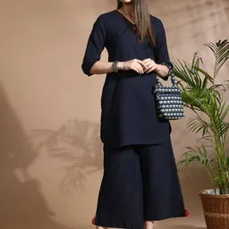 aayusika V-Neck Tunic & Palazzos Cotton Flax Co-Ords image 4