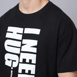 DOOR74 Men Typography Printed Drop-Shoulder Sleeves T-shirt image 3