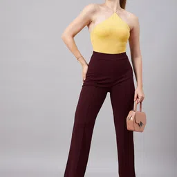 all about you Women Flared High-Rise Regular Trousers image 4