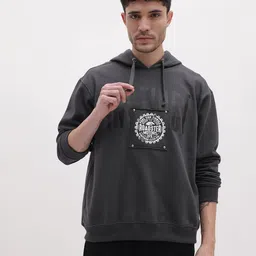 The Roadster Life Co. Brand Logo Patchwork Printed Hooded Sweatshirt image 4