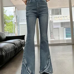 LULU & SKY Girls Flared High-Rise Light Fade Jeans-picture-46