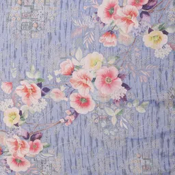 MORDEN MUSE Floral Printed Shimmer Saree With Blouse Piece image 5