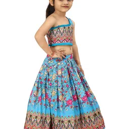 BAESD Girls Printed Foil Print Ready to Wear Lehenga & Blouse With Dupatta image 3