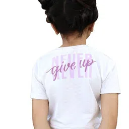 APPALUZO Girls Anti Static Typography Printed Round Neck Relaxed Fit T-shirt image 2