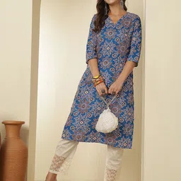 Anouk Rustic Women Ethnic Motifs Printed Festive Cotton A-Line Kurtas image 2