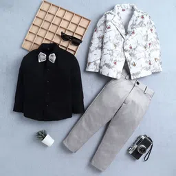 BAESD Boys Abstract Printed 3 Piece Suit Set With Bow-picture-20