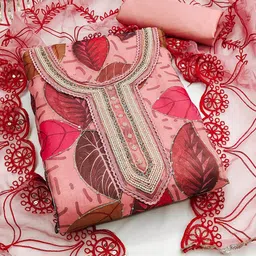 SAINOOR Embroidered Organza Semi-Stitched Dress Material-picture-15