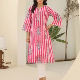 Rain & Rainbow Women Striped Printed Pure Cotton Kurta-picture-19