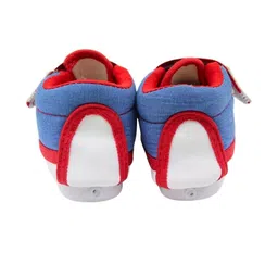 NESKA MODA Unisex Navy Blue & Red Chu Chu Musical Cotton Booties image 2