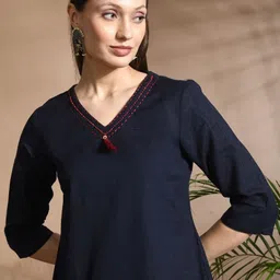 aayusika V-Neck Tunic & Palazzos Cotton Flax Co-Ords image 2