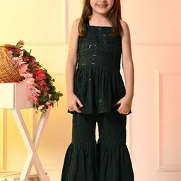 Muffin Shuffin Girls Ethnic Motifs Embroidered Regular Sequinned Kurti with Sharara image 1