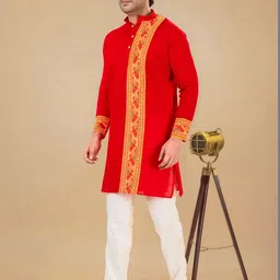 FRANSCART Men Geometric Embroidered Thread Work Kurta image 2