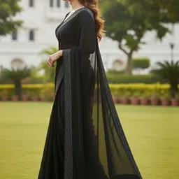 Moda Rapido Woven Design Beads and Stones Poly Georgette Designer Saree image 3