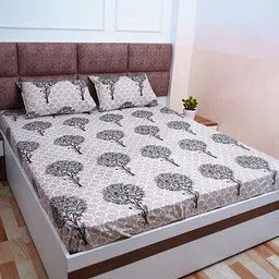 Adwitiya Collection Floral 210 TC Queen Bedsheet with 2 Pillow Covers-picture-28