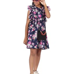SILK SPARROW Floral Print Crepe Fit & Flare Dress image 4